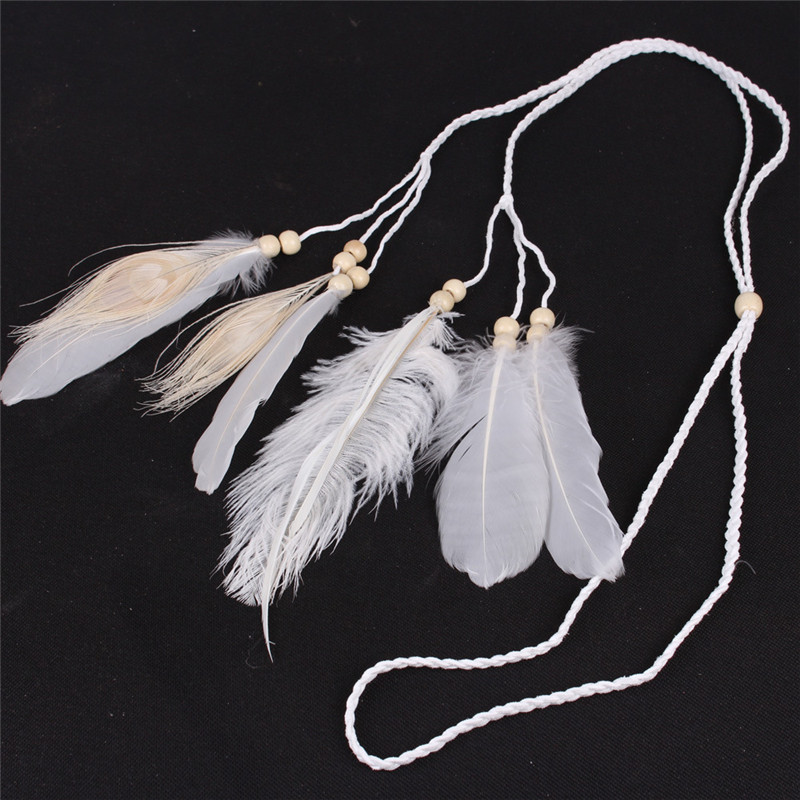 Ethnic Fashion India - Diadema de plumas blancas indias de