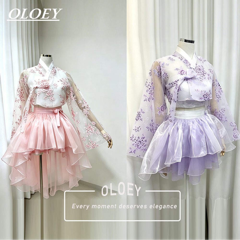 Hanbok Modern Set - OLOEY Hanbok Corto Moderno con Estampado