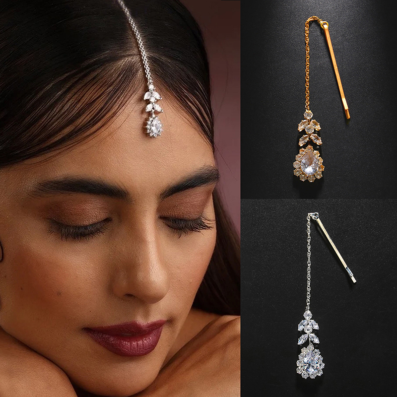 Ethnic Fashion India - Cadena de diadema elegante con hojas