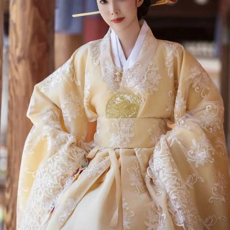 Hanbok Modern Set - Ropa coreana amarilla para mujer, traje