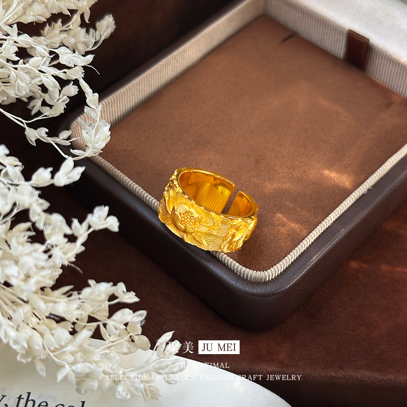 Ethnic Fashion Store - Anillo de oro real de 24