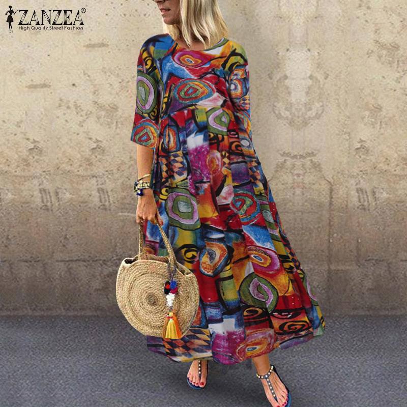 Ethnic Fashion Wear - 2025 Otoño Verano ZANZEA vestido plisado