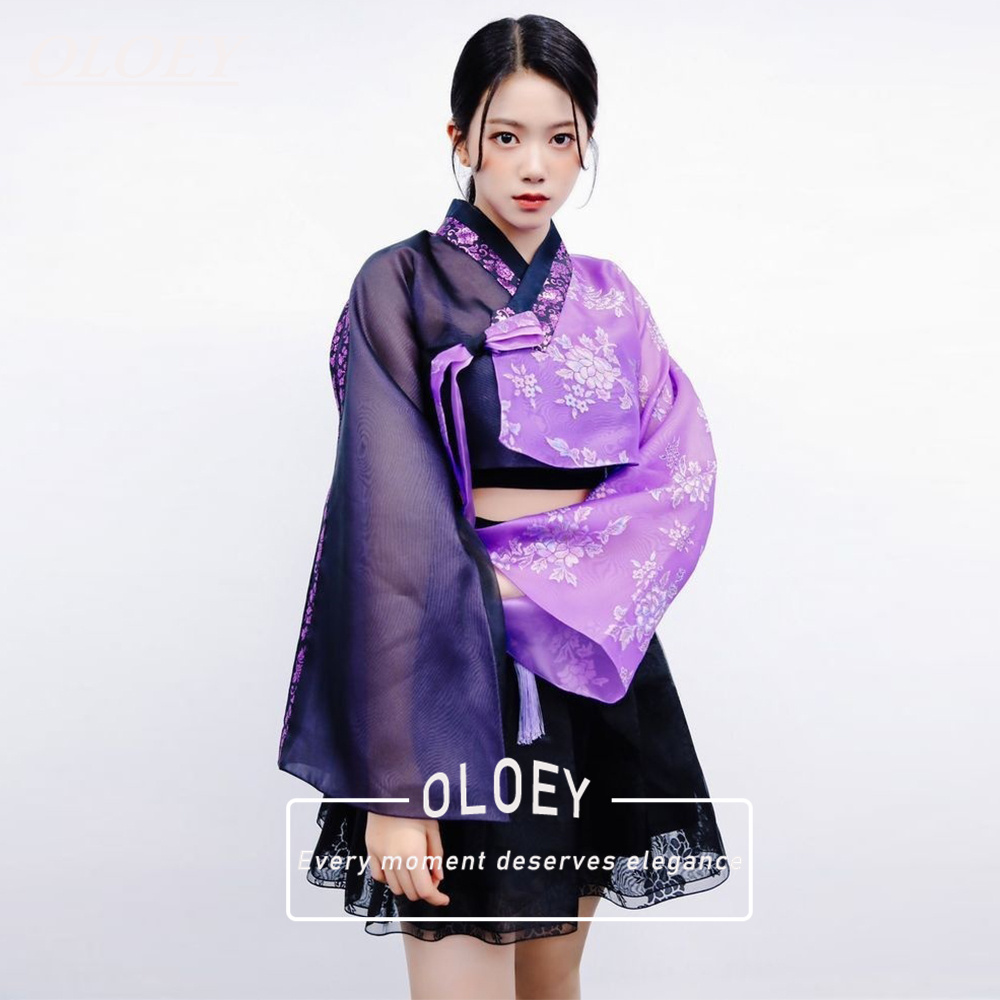Hanbok Modern Set - OLOEY Hanbok vintage negro y morado,