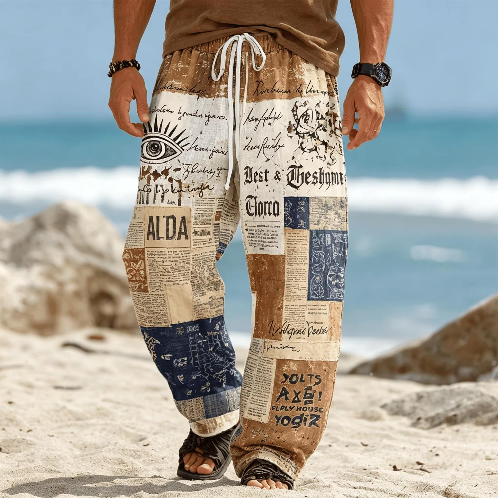 Ethnic Fashion Men - Pantalones de pierna recta holgados de