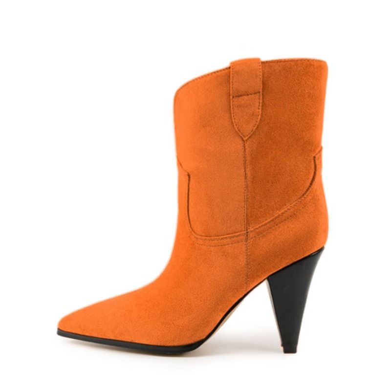Winter Ethnic Fashion For Women - Tacones de punta bicolor, botas de
