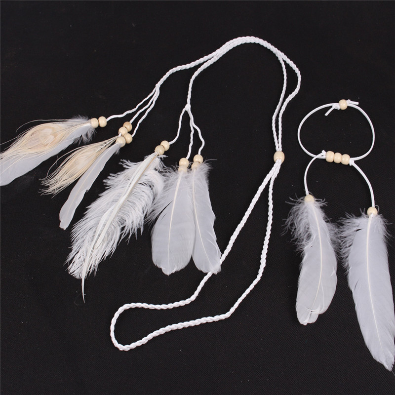 Diadema de plumas blancas indi - Ethnic Fashion India reseña y precio