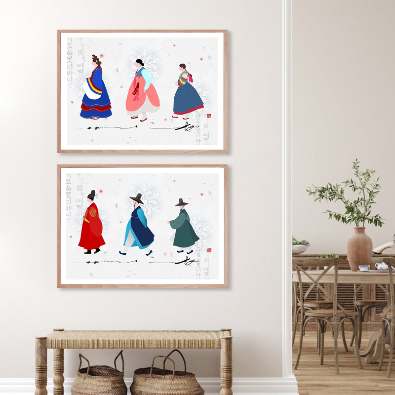 Impresión de arte coreano, dec - Hanbok Modern Set reseña y precio