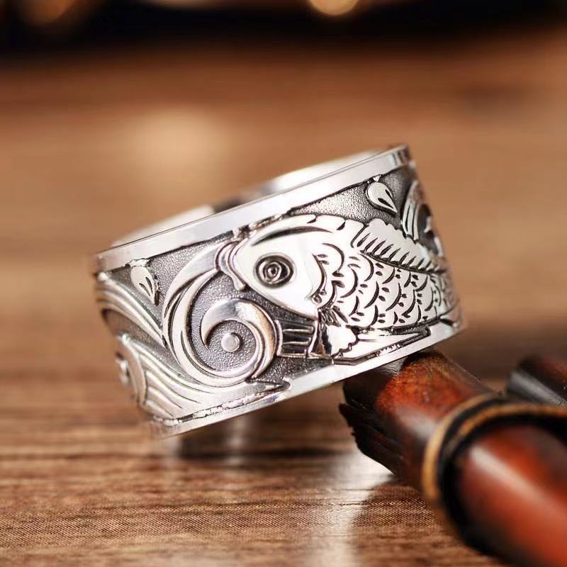 Anillo con diseño de pez Koi p - Ethnic Wear Men'S Fashion reseña y precio