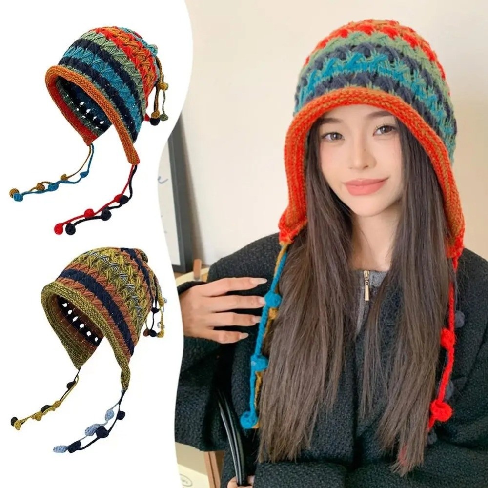 Gorro de lana tejido a rayas a - Winter Ethnic Fashion For Women reseña y precio