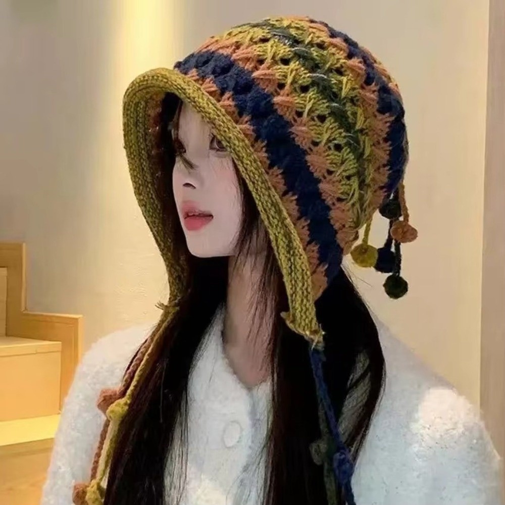 Gorro de lana tejido a rayas a - Winter Ethnic Fashion For Women reseña y precio