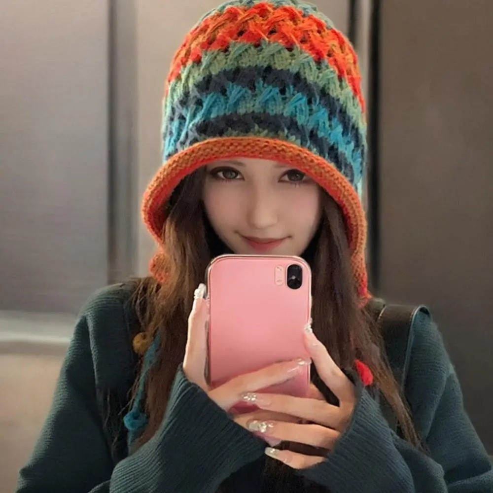 Gorro de lana tejido a rayas a - Winter Ethnic Fashion For Women reseña y precio