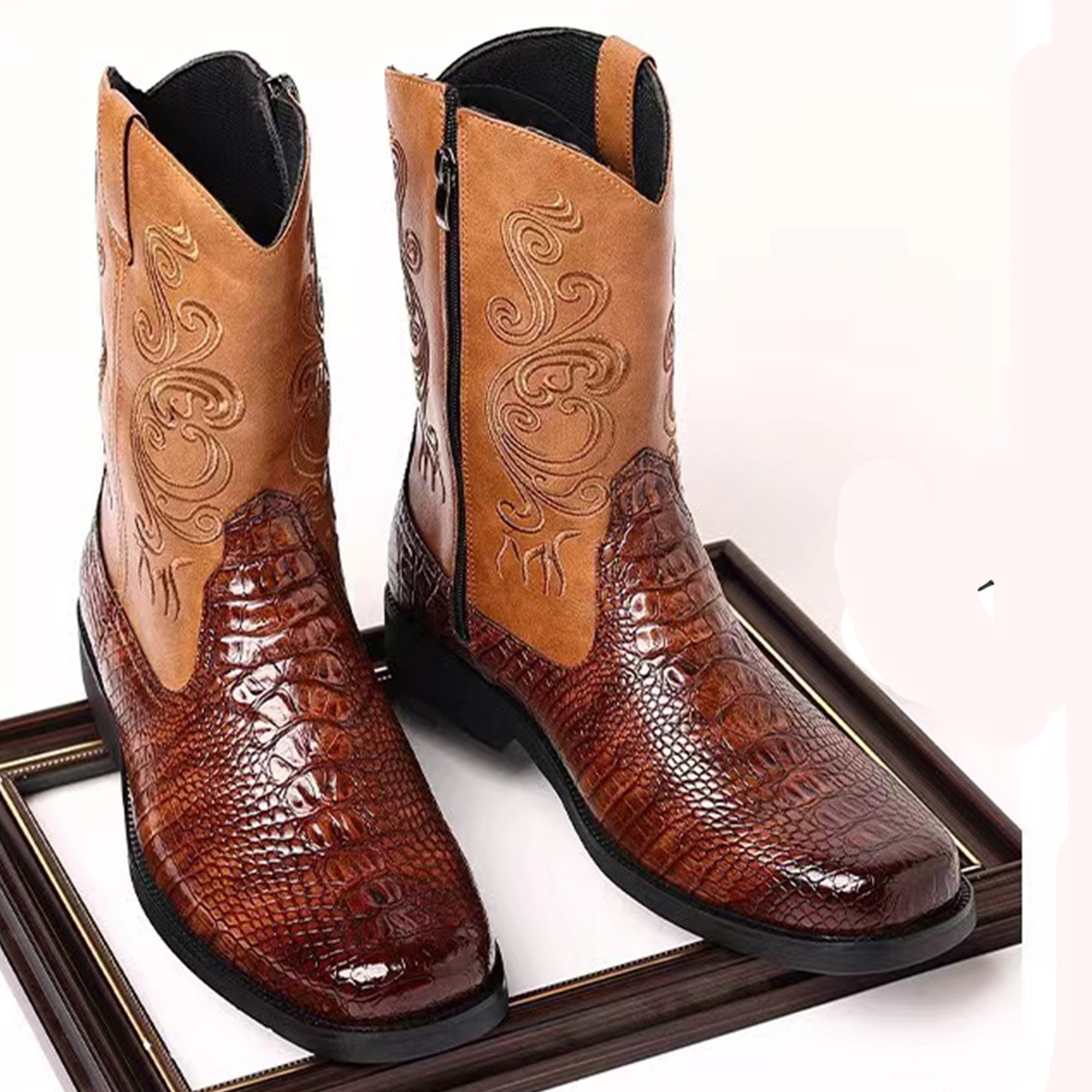 Botas de vaquero del oeste par - Ethnic Fashion Men reseña y precio